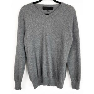 Vintage 100% Cashmere Grandpa Sweater L Grey V Neck Indie Grunge Classic Winter